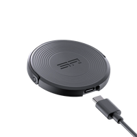 Black wireless charging pad with USB-C cable